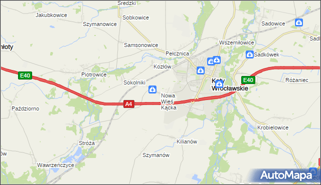 mapa Nowa Wieś Kącka, Nowa Wieś Kącka na mapie Targeo