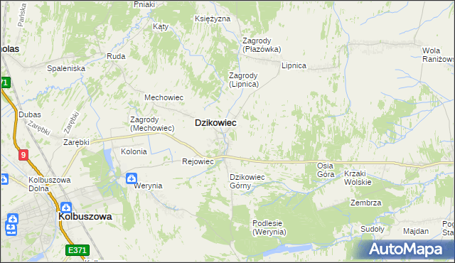 mapa Nowy Dzikowiec, Nowy Dzikowiec na mapie Targeo