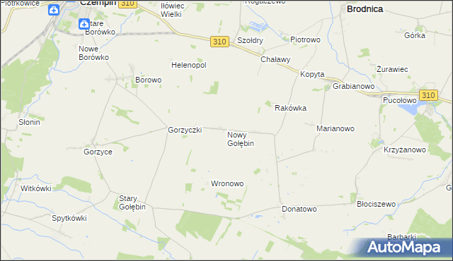 mapa Nowy Gołębin, Nowy Gołębin na mapie Targeo