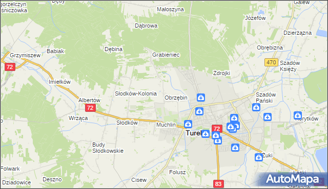 mapa Obrzębin, Obrzębin na mapie Targeo