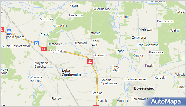 mapa Opatów gmina Łęka Opatowska, Opatów gmina Łęka Opatowska na mapie Targeo