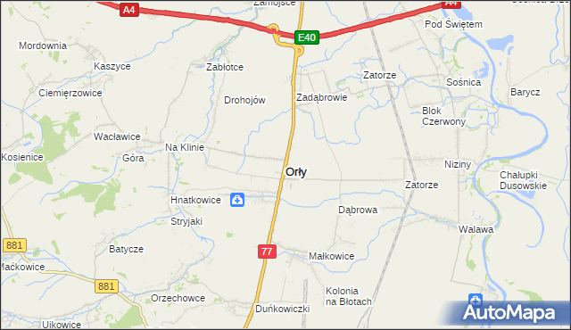 mapa Orły powiat przemyski, Orły powiat przemyski na mapie Targeo