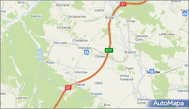 mapa Osowa gmina Sobków, Osowa gmina Sobków na mapie Targeo