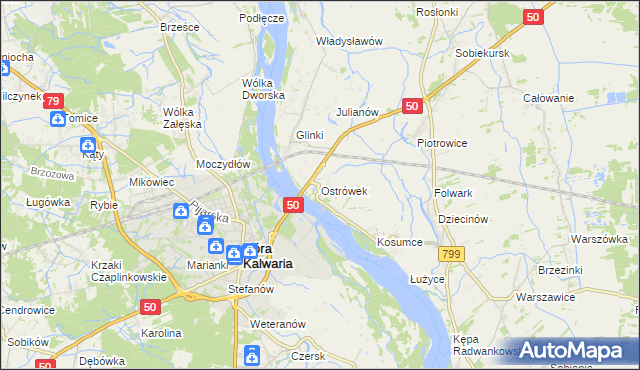 mapa Ostrówek gmina Karczew, Ostrówek gmina Karczew na mapie Targeo