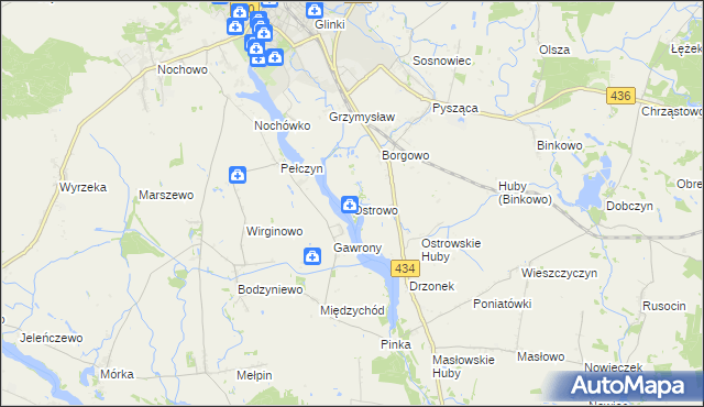 mapa Ostrowo gmina Śrem, Ostrowo gmina Śrem na mapie Targeo