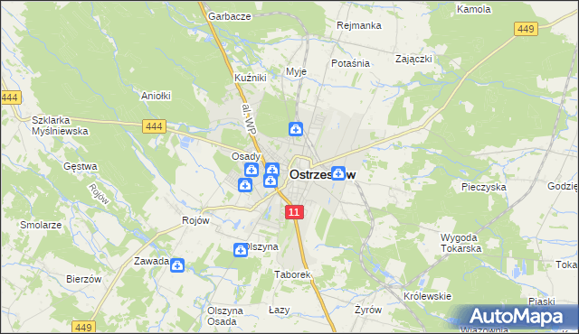 mapa Ostrzeszów, Ostrzeszów na mapie Targeo