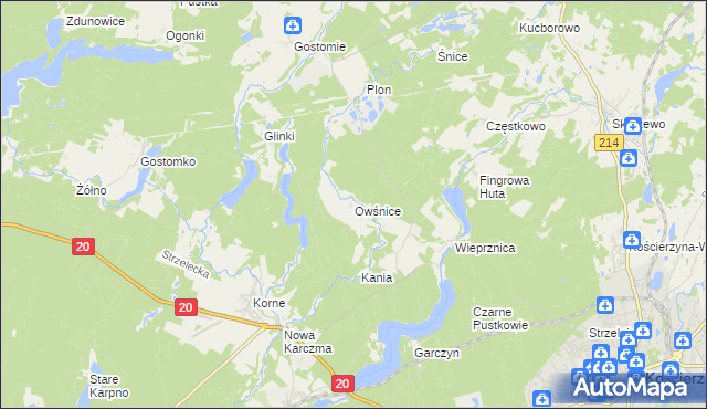 mapa Owśnice, Owśnice na mapie Targeo