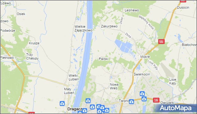 mapa Parski gmina Grudziądz, Parski gmina Grudziądz na mapie Targeo