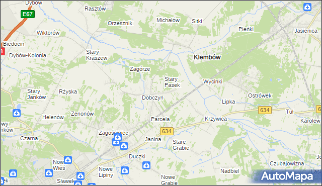mapa Pasek gmina Klembów, Pasek gmina Klembów na mapie Targeo