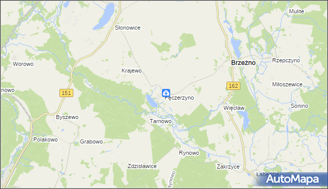 mapa Pęczerzyno, Pęczerzyno na mapie Targeo