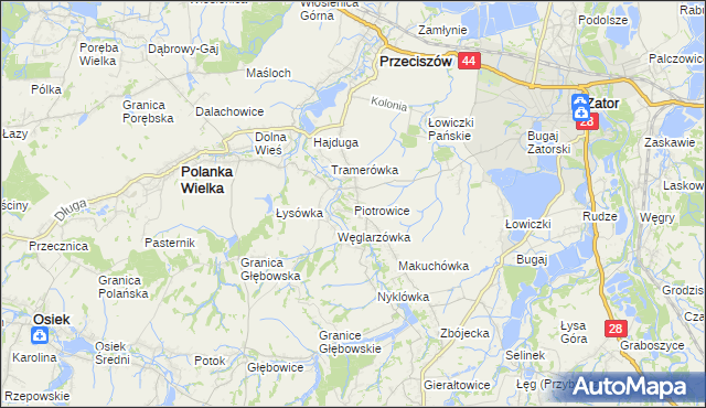 mapa Piotrowice gmina Przeciszów, Piotrowice gmina Przeciszów na mapie Targeo