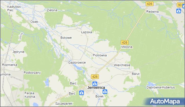mapa Piotrówka gmina Jemielnica, Piotrówka gmina Jemielnica na mapie Targeo