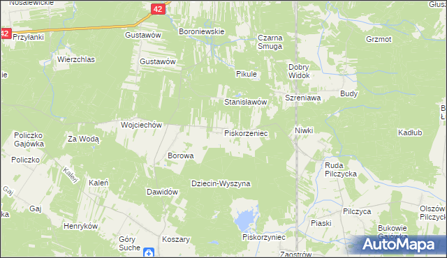 mapa Piskorzeniec, Piskorzeniec na mapie Targeo