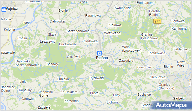 mapa Pleśna powiat tarnowski, Pleśna powiat tarnowski na mapie Targeo