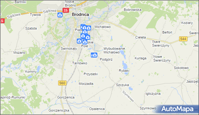 mapa Podgórz gmina Brodnica, Podgórz gmina Brodnica na mapie Targeo