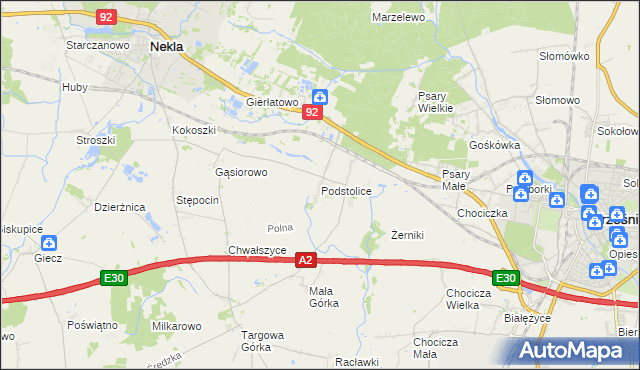 mapa Podstolice gmina Nekla, Podstolice gmina Nekla na mapie Targeo