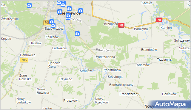 mapa Podtrzcianna, Podtrzcianna na mapie Targeo