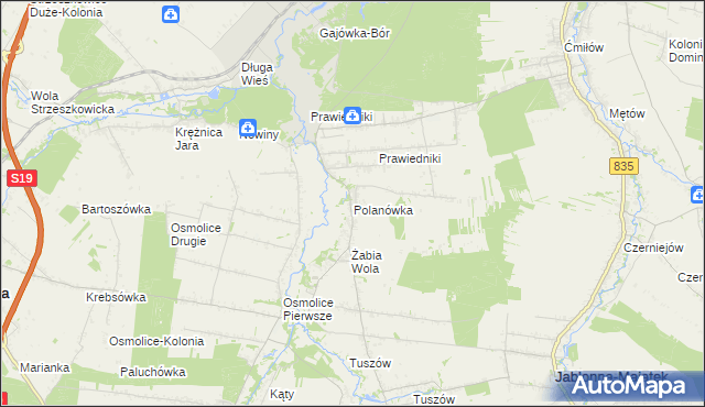 mapa Polanówka gmina Strzyżewice, Polanówka gmina Strzyżewice na mapie Targeo