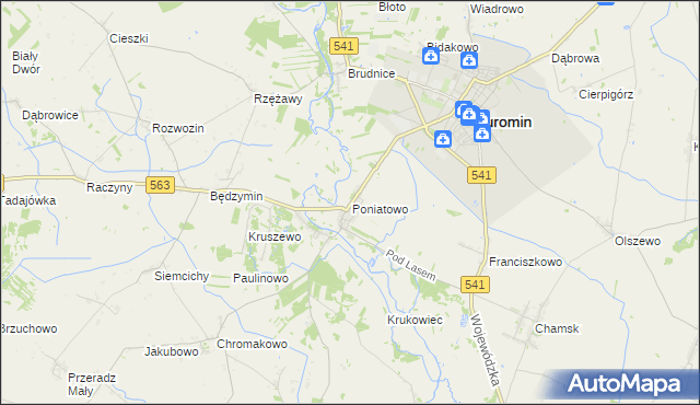 mapa Poniatowo gmina Żuromin, Poniatowo gmina Żuromin na mapie Targeo