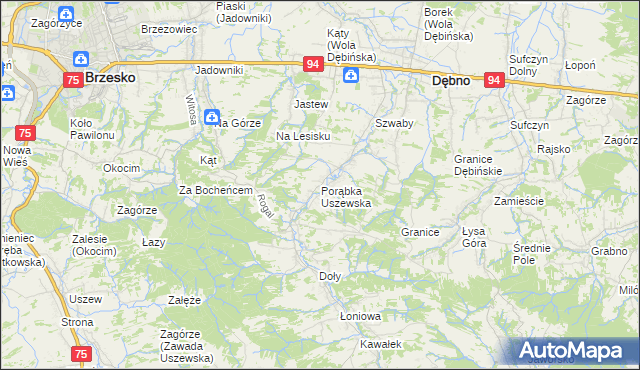 mapa Porąbka Uszewska, Porąbka Uszewska na mapie Targeo