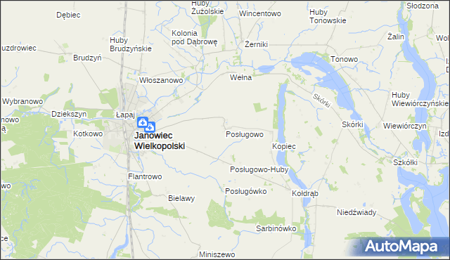 mapa Posługowo, Posługowo na mapie Targeo