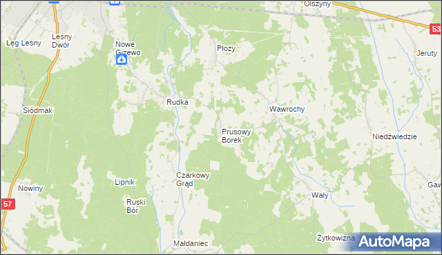 mapa Prusowy Borek, Prusowy Borek na mapie Targeo