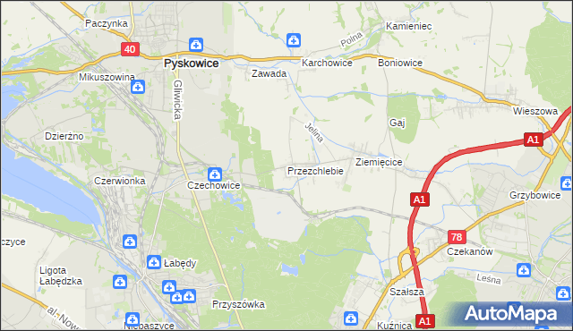 mapa Przezchlebie, Przezchlebie na mapie Targeo