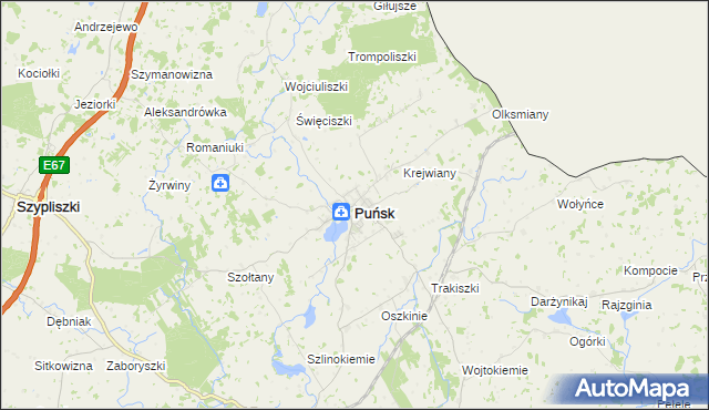 mapa Puńsk, Puńsk na mapie Targeo