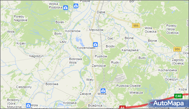 mapa Pustków gmina Dębica, Pustków gmina Dębica na mapie Targeo