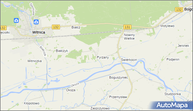 mapa Pyrzany, Pyrzany na mapie Targeo