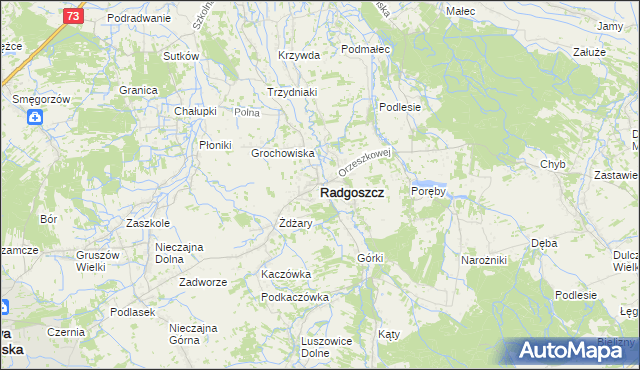 mapa Radgoszcz powiat dąbrowski, Radgoszcz powiat dąbrowski na mapie Targeo