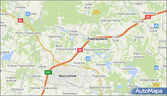 mapa Radziejowice-Parcel, Radziejowice-Parcel na mapie Targeo