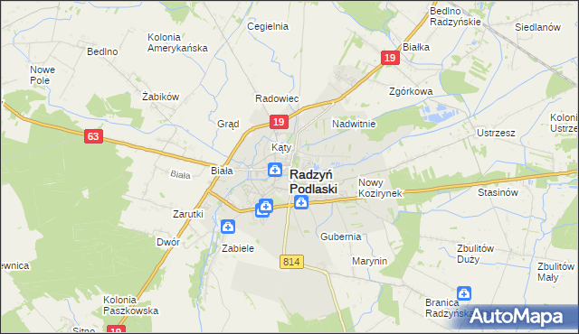 mapa Radzyń Podlaski, Radzyń Podlaski na mapie Targeo