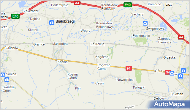 mapa Rogóżno, Rogóżno na mapie Targeo