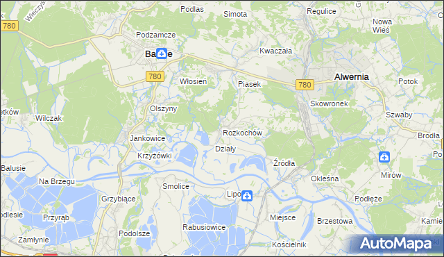 mapa Rozkochów gmina Babice, Rozkochów gmina Babice na mapie Targeo