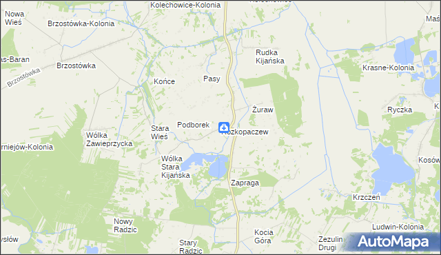 mapa Rozkopaczew, Rozkopaczew na mapie Targeo