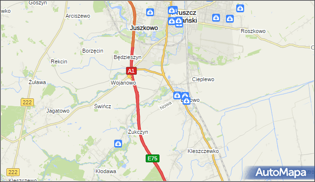 mapa Rusocin gmina Pruszcz Gdański, Rusocin gmina Pruszcz Gdański na mapie Targeo