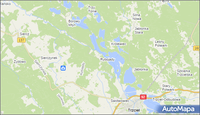 mapa Rybojady, Rybojady na mapie Targeo