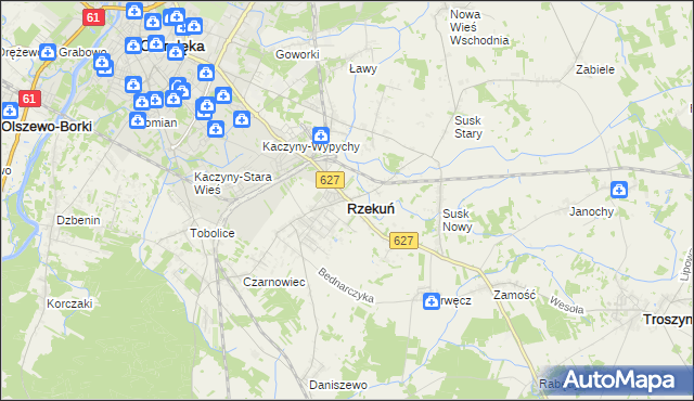 mapa Rzekuń, Rzekuń na mapie Targeo