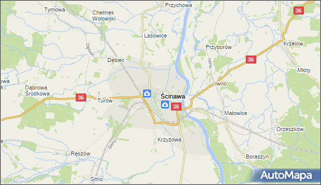 mapa Ścinawa powiat lubiński, Ścinawa powiat lubiński na mapie Targeo