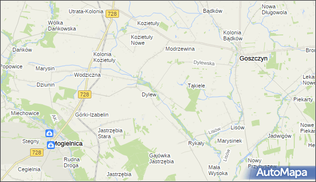 mapa Sielec gmina Goszczyn, Sielec gmina Goszczyn na mapie Targeo