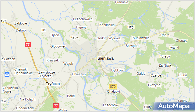 mapa Sieniawa powiat przeworski, Sieniawa powiat przeworski na mapie Targeo