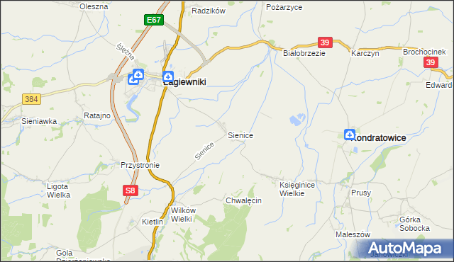 mapa Sienice, Sienice na mapie Targeo