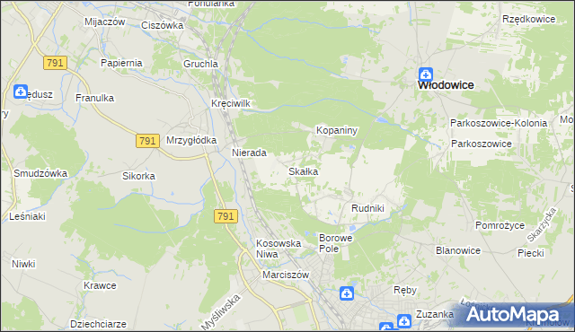 mapa Skałka gmina Włodowice, Skałka gmina Włodowice na mapie Targeo