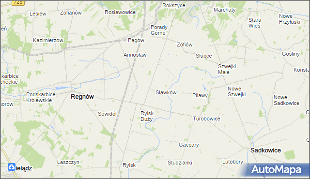 mapa Sławków gmina Regnów, Sławków gmina Regnów na mapie Targeo