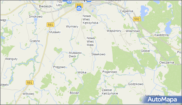 mapa Sławkowo gmina Kętrzyn, Sławkowo gmina Kętrzyn na mapie Targeo