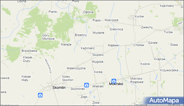 mapa Słupsko gmina Mokrsko, Słupsko gmina Mokrsko na mapie Targeo