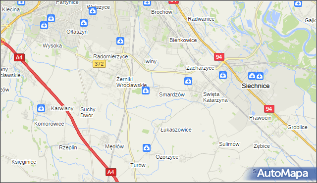 mapa Smardzów gmina Siechnice, Smardzów gmina Siechnice na mapie Targeo