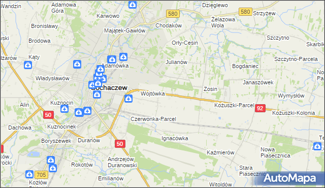 mapa Sochaczew-Wieś, Sochaczew-Wieś na mapie Targeo