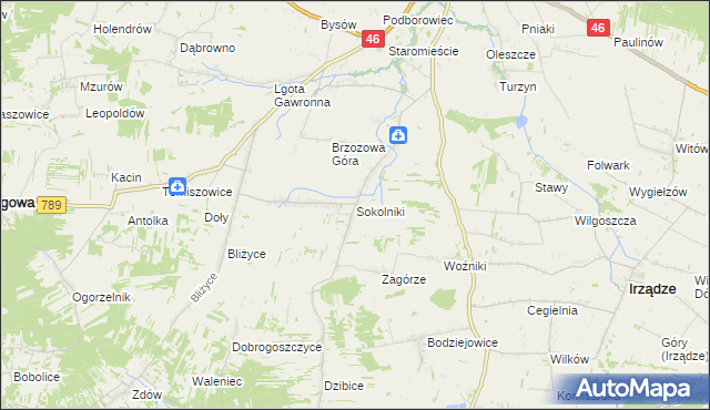 mapa Sokolniki gmina Niegowa, Sokolniki gmina Niegowa na mapie Targeo